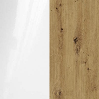 fényes fehér/artisan tölgy