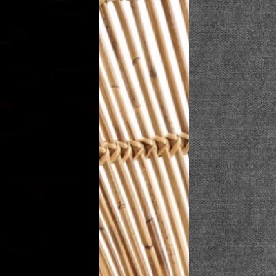 fekete/natur rattan/tap grau