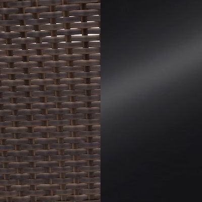 sötétbarna rattan/fekete üveg