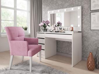 Laski meble Ada TOL5S fésülködőasztal - fehér/fényes fehér Hálószoba