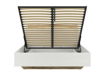 BRW Meble Alameda LOZ140B franciaágy keret - fényes fehér/westminster tölgy Elemes nappali bútorok