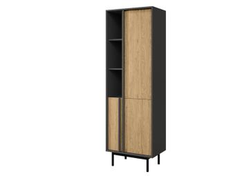 Jurek meble Alsy 03 polcos szekrény - antracit/olajos tölgy Elemes nappali bútorok