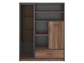 Mebelbos meble Amber 2 REG1D1W3S vitrin - castello tölgy/fekete Elemes nappali bútorok