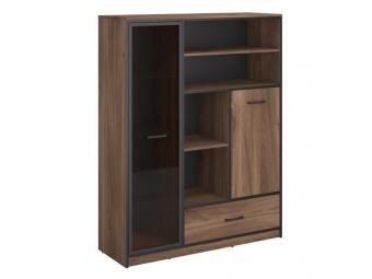 Mebelbos meble Amber 2 REG1D1W3S vitrin - castello tölgy/fekete Elemes nappali bútorok