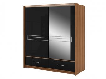 Stolar meble Amsterdam 203 tolóajtós gardróbszekrény - szilva/fényes fekete Hálószoba