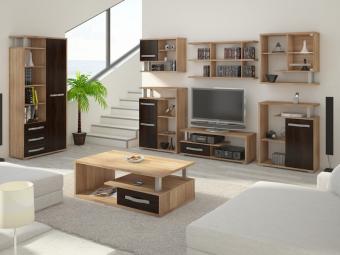 Meblocross meble Angel szekrénysor 07 - világos sonoma tölgy/sötét sonoma tölgy Elemes nappali bútorok