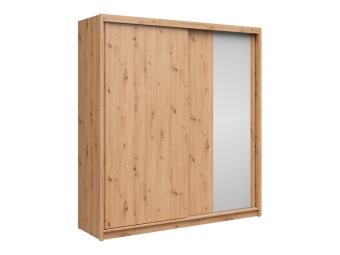 BRW Meble Aura 200 tolóajtós gardróbszekrény - artisan tölgy/tükör Hálószoba