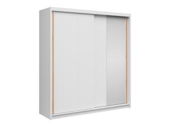 BRW Meble Aura 200 tolóajtós gardróbszekrény - fehér/artisan tölgy/tükör Hálószoba