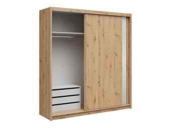 BRW Meble Aura 200 tolóajtós gardróbszekrény konténerrel - artisan tölgy/tükör Hálószoba