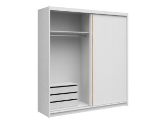 BRW Meble Aura 200 tolóajtós gardróbszekrény konténerrel - fehér/artisan tölgy Hálószoba