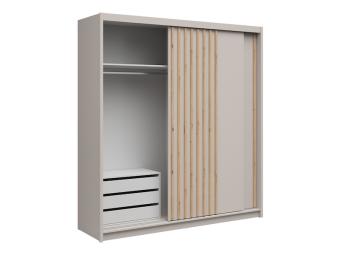 BRW Meble Aura 200 tolóajtós gardróbszekrény konténerrel - kasmir/artisan tölgy lamella Hálószoba