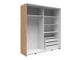 BRW Meble Aura light 170 tolóajtós gardróbszekrény - artisan tölgy/fehér Hálószoba