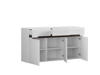 BRW Meble Azteca trio KOM3D3S komód - fehér/fényes fehér Elemes nappali bútorok