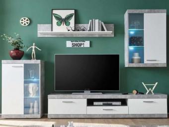 BRW Gerbor Pol Catlin szekrénysor - beton/fehér Nappali