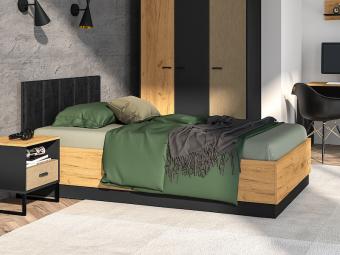 ML Meble Colt 0902 ágykeret - craft arany/fekete/fekete velur Elemes ifjúsági bútorok