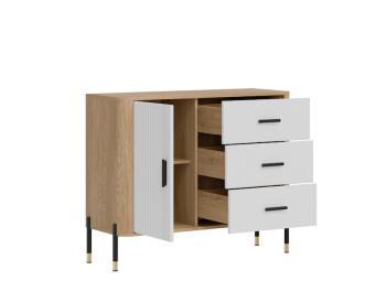 Liveo meble Dante DT-03 komód - fekete/cremona tölgy/fehér/fekete Elemes nappali bútorok