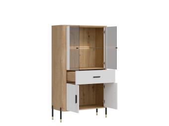 Liveo meble Dante DT-12 vitrin - fekete/cremona tölgy/fehér/fekete Elemes nappali bútorok