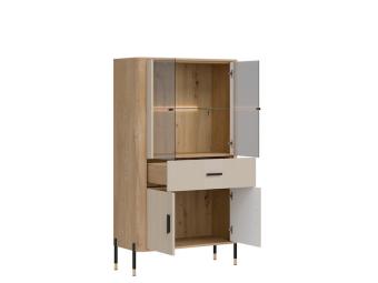 Liveo meble Dante DT-12 vitrin - fekete/cremona tölgy/kasmir/fekete Elemes nappali bútorok