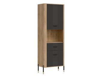 Liveo meble Dante DT-15 vitrin - fekete/cremona tölgy/antracit/arany Elemes nappali bútorok