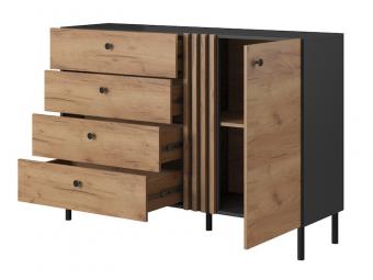 Laski meble Deco KOM1D4S komód - craft arany/antracit Elemes hálószobák