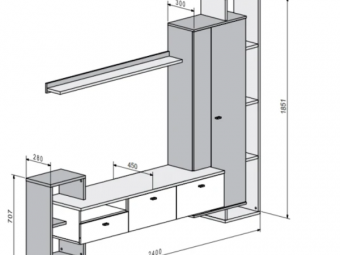 BRW Gerbor Pol Deonis szekrénysor - fekete/fehér/goldcraft tölgy Nappali