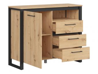 BRW Meble Dodson KOM1D3S komód - artisan tölgy/fekete Elemes nappali bútorok