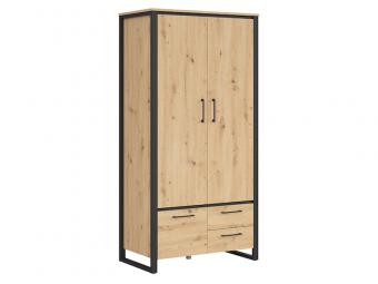 BRW Meble Dodson SZF3D2S akasztós polcos szekrény - artisan tölgy/fekete Elemes nappali bútorok