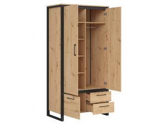 BRW Meble Dodson SZF3D2S akasztós polcos szekrény - artisan tölgy/fekete Elemes nappali bútorok