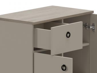 Mebelbos meble Dominica KOM2D1S komód - taupe/silverjack tölgy/taupe bordás Elemes nappali bútorok