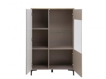 Mebelbos meble Dominica REG1D1W/140 vitrin - taupe/silverjack tölgy/taupe bordás Elemes nappali bútorok
