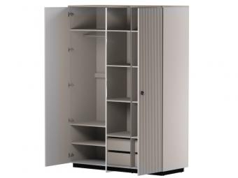 Mebelbos meble Dominica SZF2D1L gardróbszekrény - taupe/silverjack tölgy/taupe bordás Elemes nappali bútorok