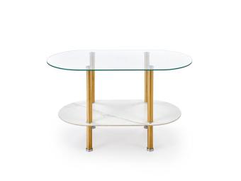 Halmar meble Ducat dohányzóasztal - arany/fehér márványhatás/üveg Nappali