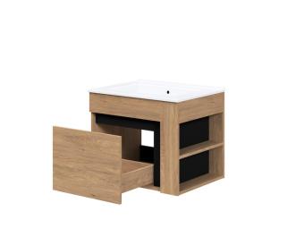 Halmar meble Duesa SU60/1S fiókos elem - arany tölgy/fekete Elemes fürdőszoba bútorok