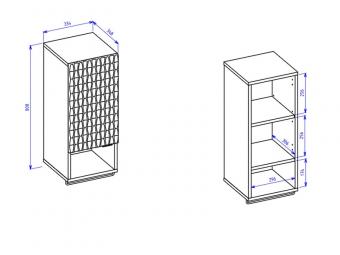 Helvetia meble Enzo 03 fali elem - fekete/catania Elemes fürdőszoba bútorok