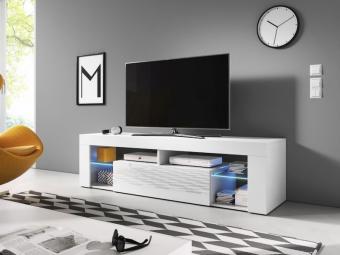 Renar meble Everest 140 TV állvány+led - fehér/fényes fehér Nappali