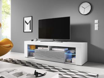Renar meble Everest 140 TV állvány+led - fehér/fényes szürke Nappali