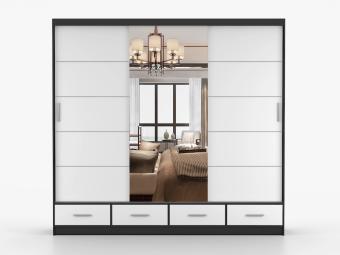 Idzczak meble Florence 250 tolóajtós gardróbszekrény - fekete/fehér Hálószoba