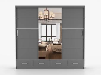 Idzczak meble Florence 250 tolóajtós gardróbszekrény - sötét szürke Hálószoba