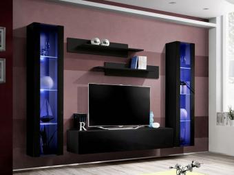 Asm meble Fly WA-02 szekrénysor  - fekete/fényes fekete Elemes nappali bútorok
