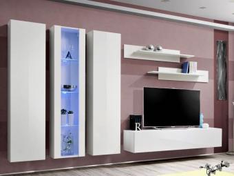 Asm meble Fly WC-04 szekrénysor  - fehér/fényes fehér Elemes nappali bútorok