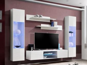 Asm meble Fly WO-03 szekrénysor  - fehér/fényes fehér Elemes nappali bútorok