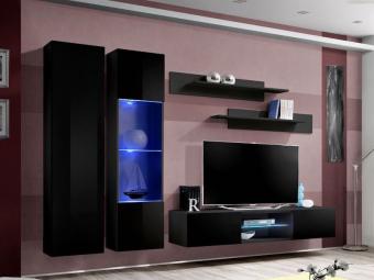 Asm meble Fly WO-05 szekrénysor  - fekete/fényes fekete Elemes nappali bútorok