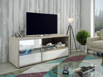 Renar meble Global I TV állvány+led - világos sonoma tölgy/fényes fehér Nappali
