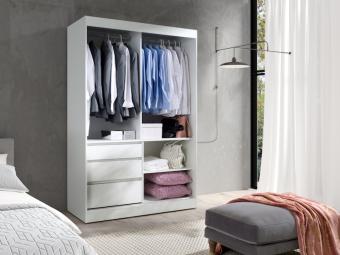 Jurek meble Haiti 140 tolóajtós gardróbszekrény - lefkas tölgy/fekete Hálószoba