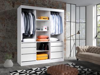 Jurek meble Haiti 180 tolóajtós gardróbszekrény - lefkas tölgy/fekete Hálószoba