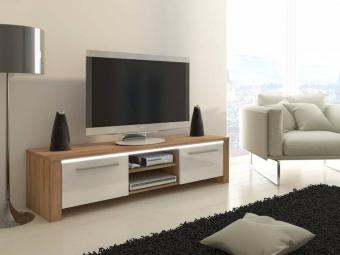 Renar meble Helix TV állvány - világos sonoma tölgy/fényes fehér Nappali