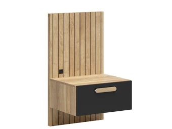 BRW Meble Henson KOM1SP éjjeliszekrény - mauvella tölgy/fekete/tegola tölgy Elemes hálószobák