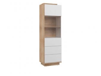 Meblocross meble Hybrid HYB-27 vitrin - világos sonoma tölgy/fényes fehér Elemes nappali bútorok
