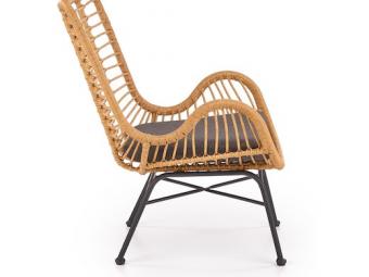 Halmar meble Ikaro fotel - fekete/natur rattan/szürke Kerti bútor