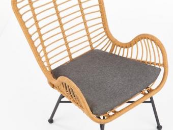 Halmar meble Ikaro fotel - fekete/natur rattan/szürke Kerti bútor